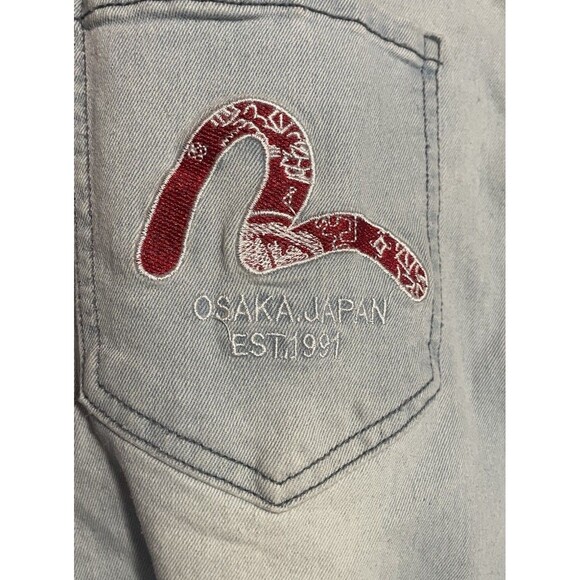 Men’s EVISU jeans Sz 33 light wash, slim/tapered fit style - Picture 11 of 16